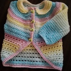 Hand crocheted baby sweater